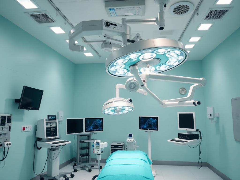 Orthopaedic operating theatre with robotic surgical arm